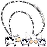 jewelry happy cow earrings and necklace set 2 - Cow Print Shop