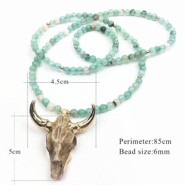 jewlery bull head boho pendant necklace 4 - Cow Print Shop