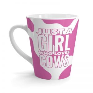 mug pink cow lover latte mug 1 - Cow Print Shop