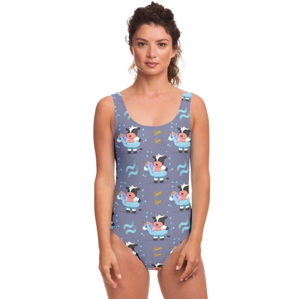 one piece swimsuit aop cute cow swimsuit 1 - Cow Print Shop