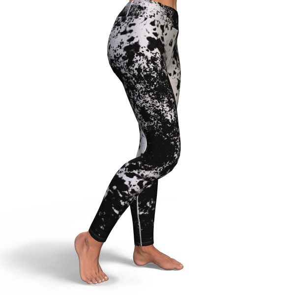 yoga leggings aop cow print yoga leggings black and white 4 - Cow Print Shop