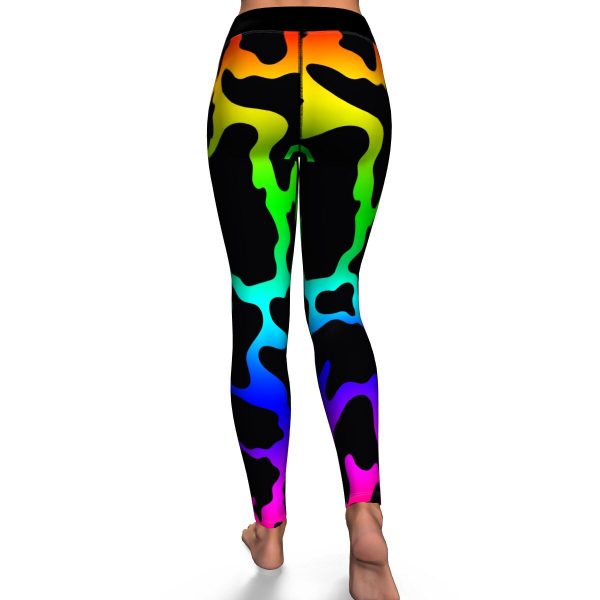 yoga leggings aop dark rainbow cow print yoga leggings 2 - Cow Print Shop