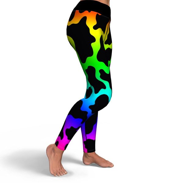 yoga leggings aop dark rainbow cow print yoga leggings 4 - Cow Print Shop