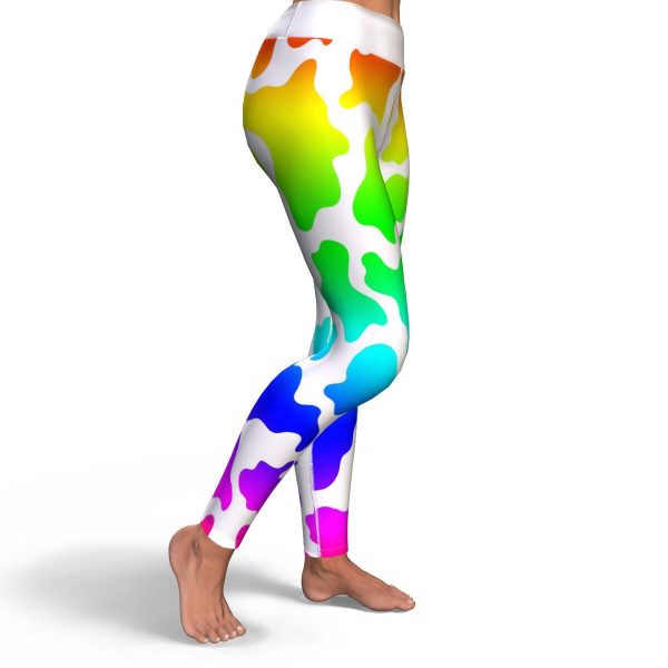 yoga leggings aop light rainbow cow print yoga leggings 4 - Cow Print Shop